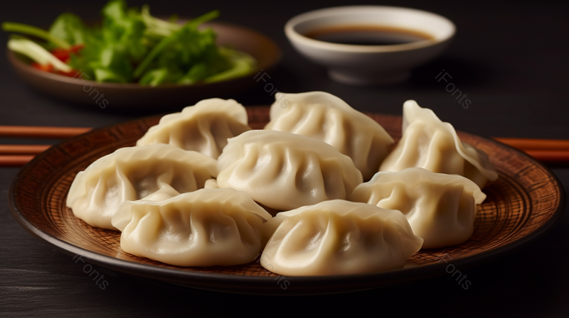 中式餐食盘子里的饺子美食食物静物摄影图,高清,摄影图,摄影图片,图片大全,摄影图免费下载